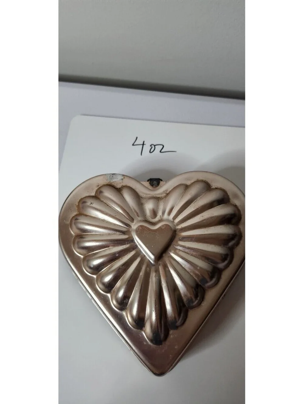 Vintage Heart-Shaped Metal Mold with Embossed Design